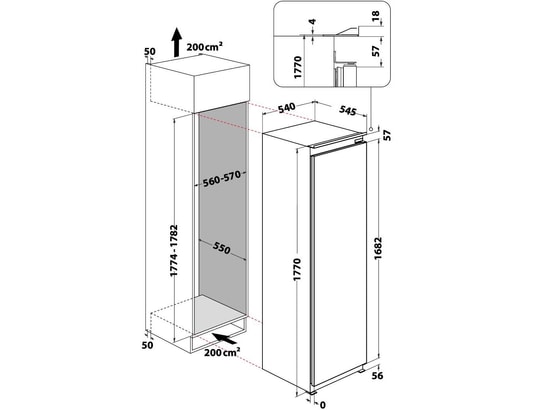 WHIRLPOOL - Congélateur encastrable armoire WHSD18F103C1PFR, 209 litres, No Frost