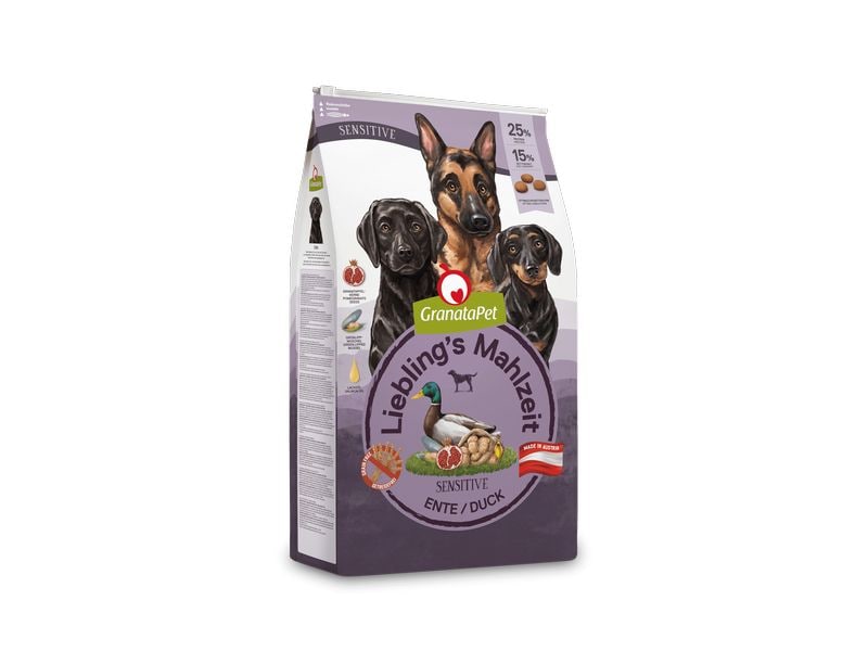 GranataPet Trockenfutter Liebling's Mahlzeit Ente Sensitive Alleinfuttermittel für ausgewachsene Hunde