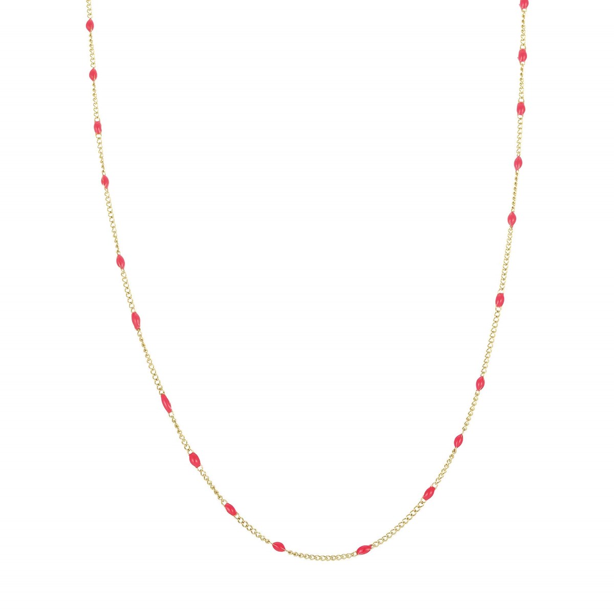 Collier Rosaire rouge acier doré or