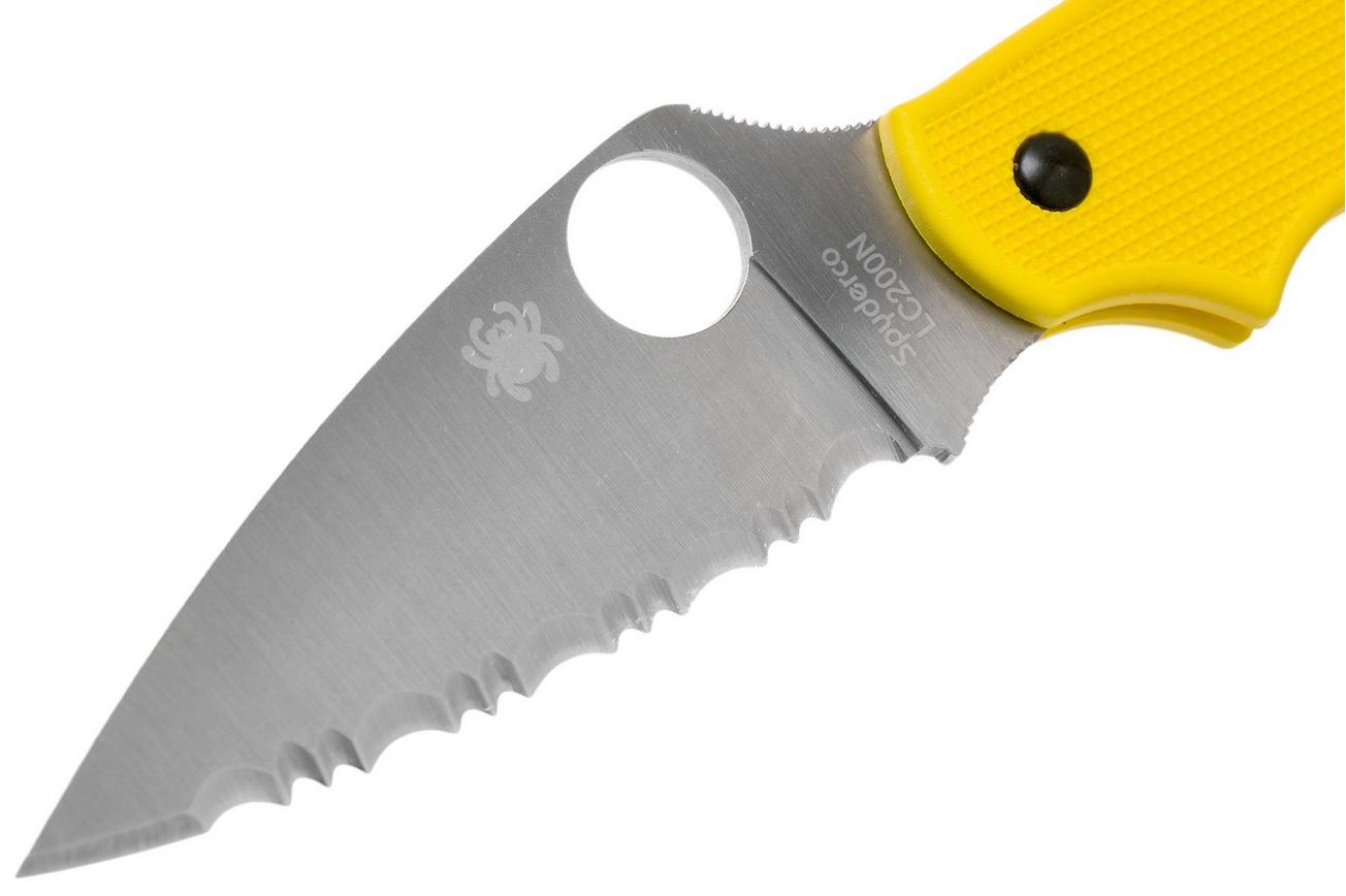 Spyderco UK Penknife Salt LC200N Serrated C94SYL Yellow zakmes