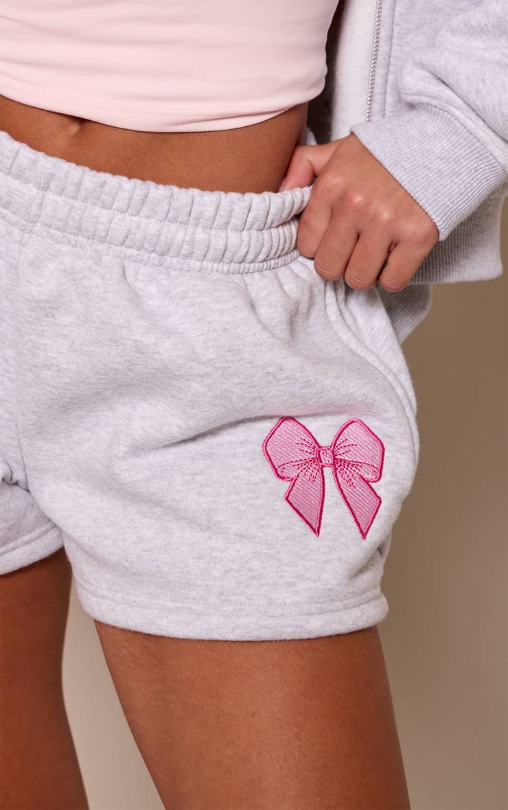 Gris Cendré Short Graphique Nœud Petite