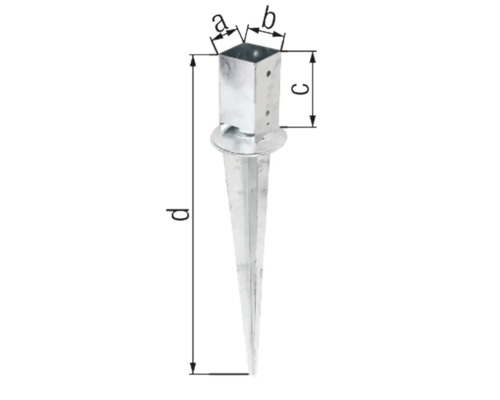 Inrijdbare grondbus, 71 x 71 x 150 x 750 mm, thermisch verzinkt, 1 stuk