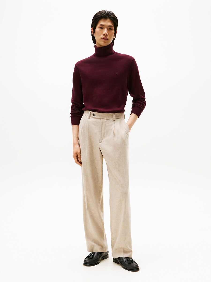 TOMMY HILFIGER<br>Suéter de gola alta em algodão pima e cashmere