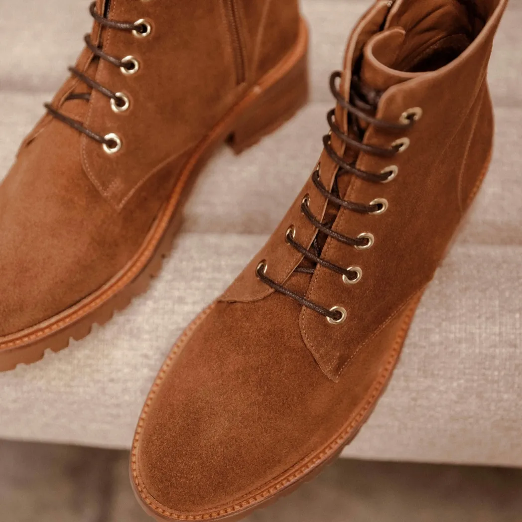 Bottines à lacets en cuir suédé Lara Bobbies Paris