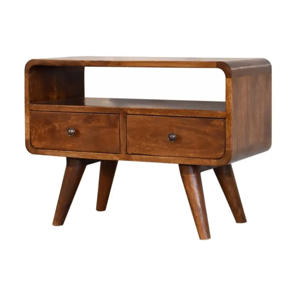 Artisan Furniture Solid hout Kastanje Gebogen TV meubel