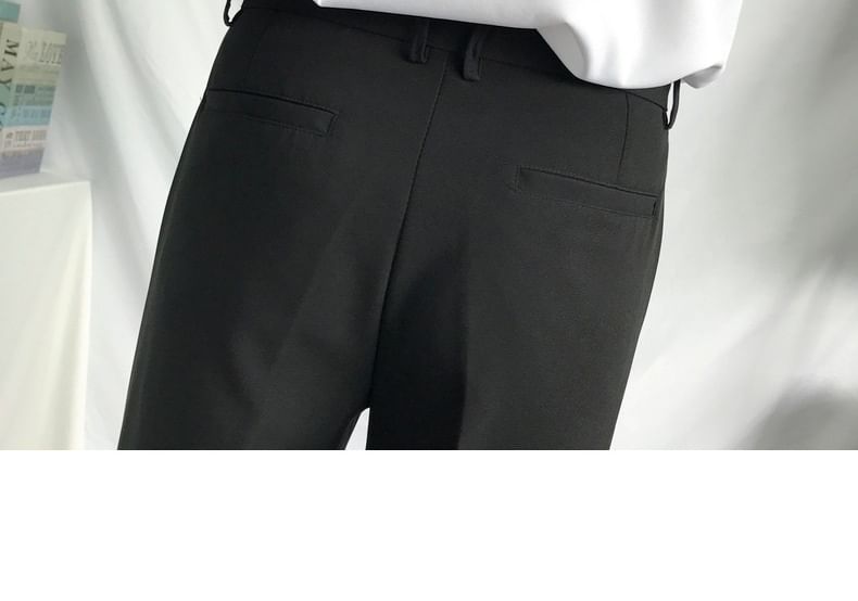 Kantereld - Mid Rise Plain Cropped Tapered Dress Pants