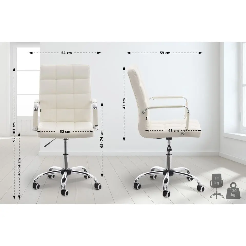 CLP Bureaustoel Deli V2 chroom Frame - Kunstleer - wit