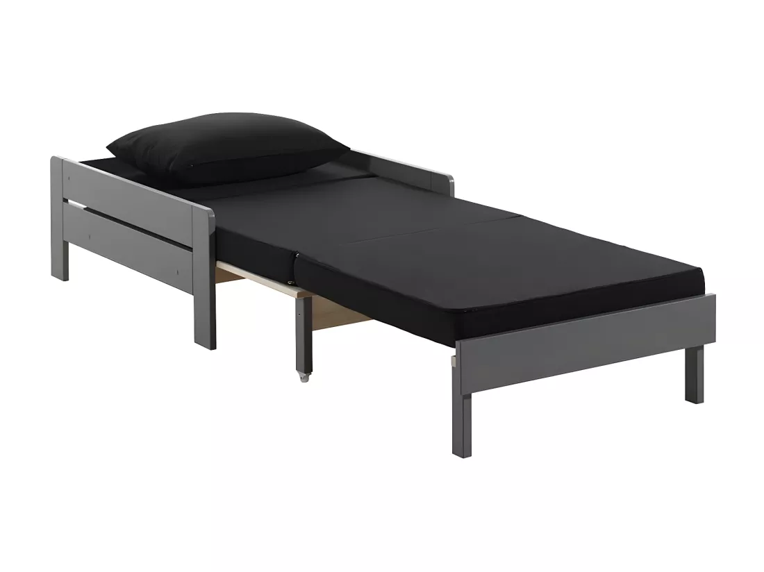 SLEEPY - Fauteuil Convertible d'appoint en Pin Laqué Gris avec Coussins