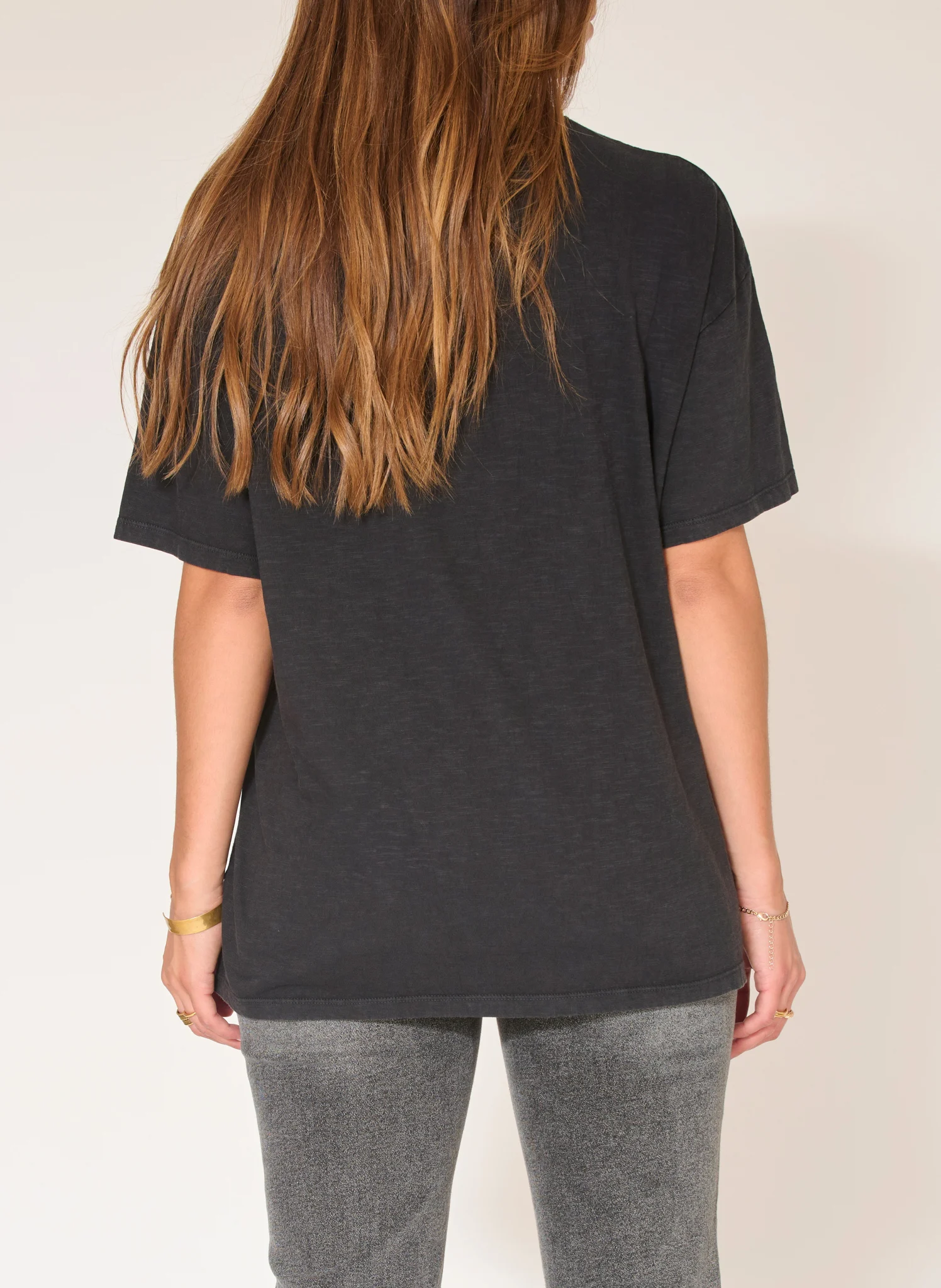THEOLINE - Tee-shirt droit col rond en coton | Noir