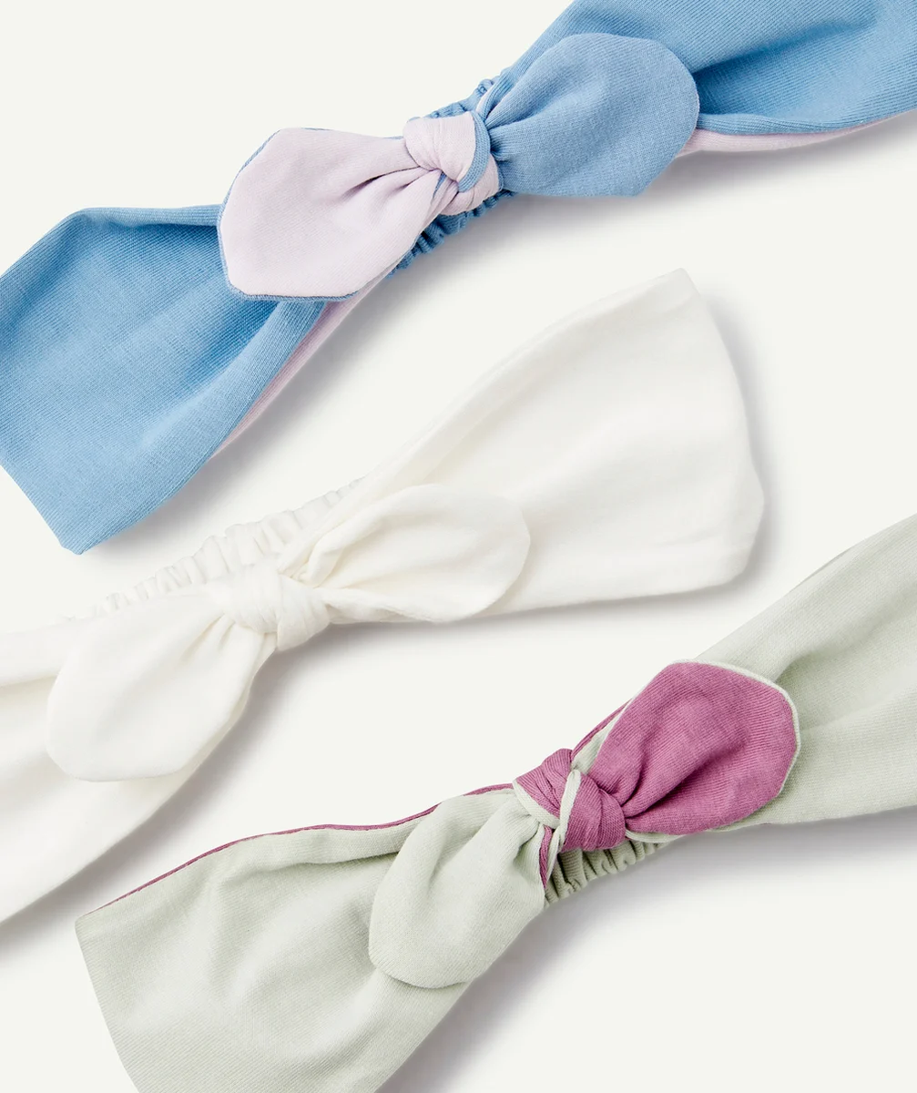 LOT DE 3 BANDEAUX FILLE RÉVERSIBLES AVEC NOEUDS