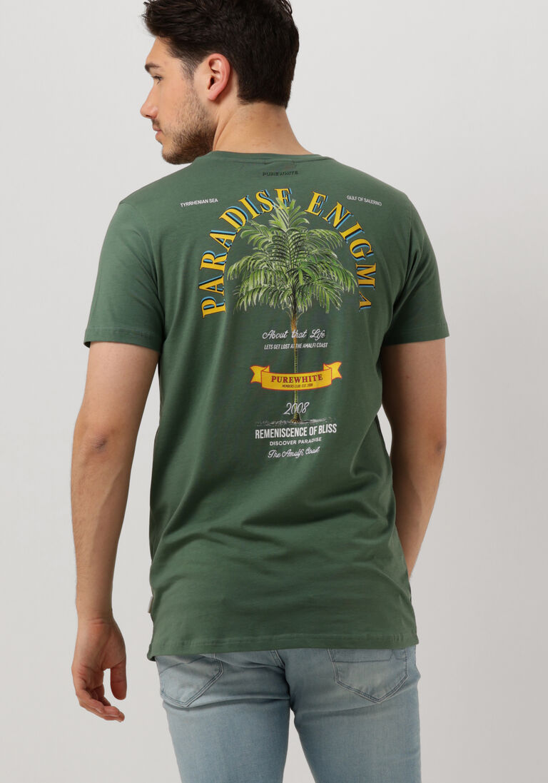 PUREWHITE donkergroene purewhite t-shirt tshirt with small logo on chest and big back print