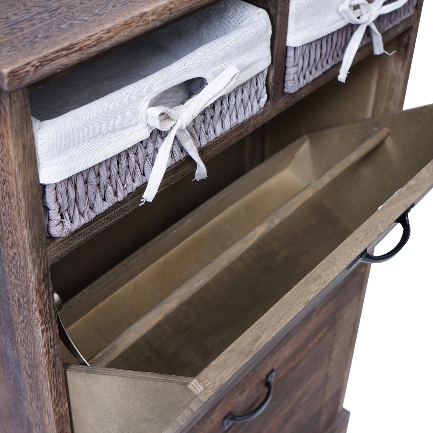 Schuhkipper MCW-H19, Schuhschrank Schuhregal Schuhablage, Massiv-Holz Shabby-Look Korb-Schublade 100x60x24cm ~ braun