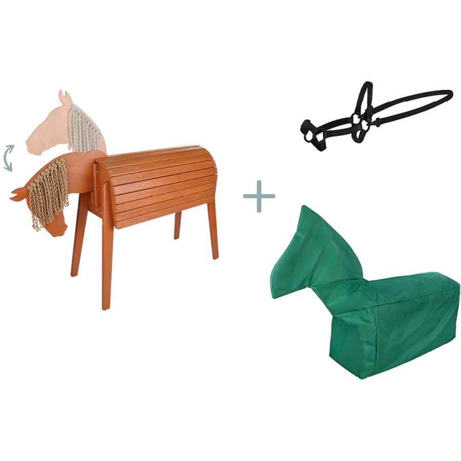 kindsgard Outdoorpferd hoppgalopp braun inkl. Zaumzeug ledde + Abdeckhaube telta