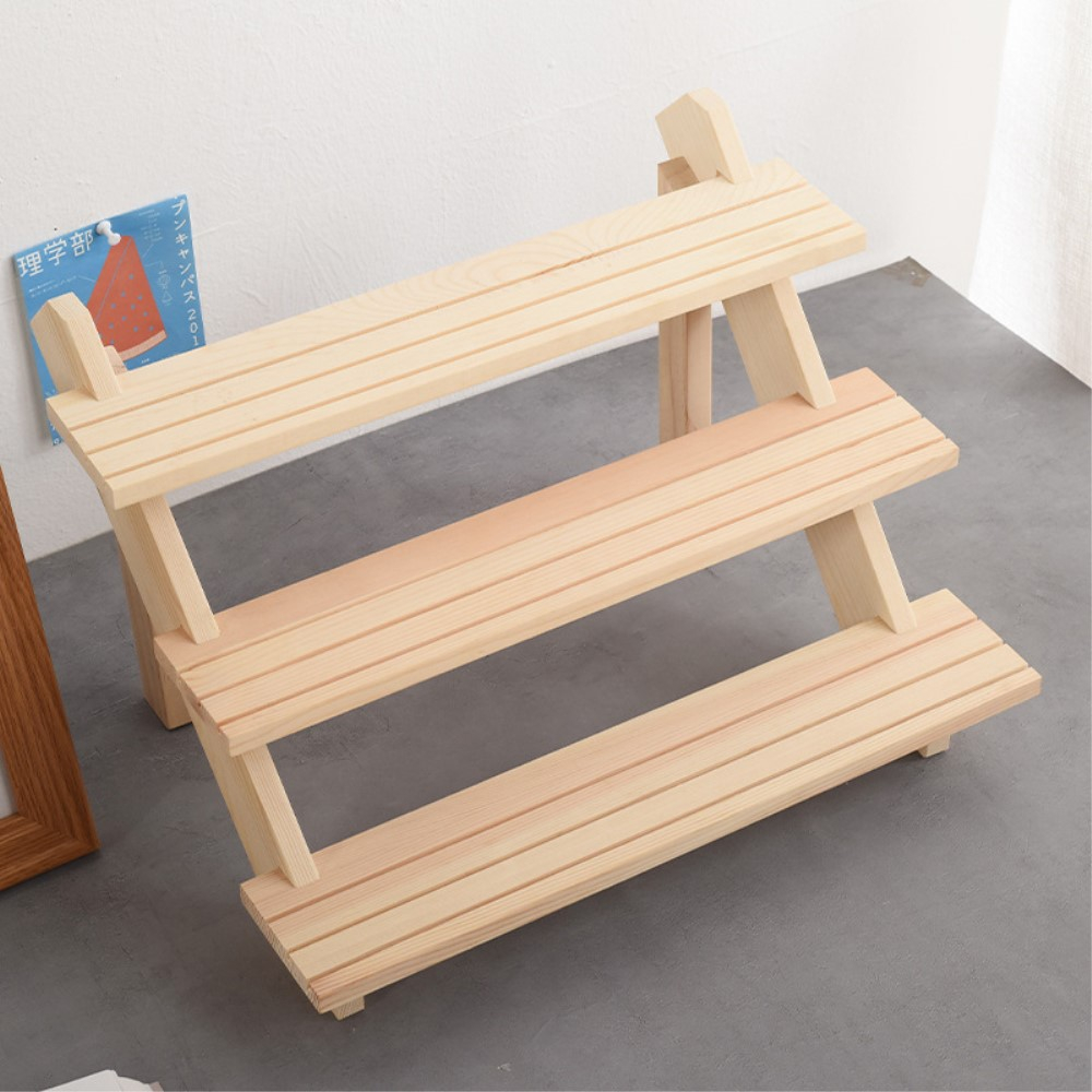 (39x30x24cm) Holz Pflanzen Treppe Blumen Leiter Deko Ablage Schmink Regal mit 3 Stufen - Braun