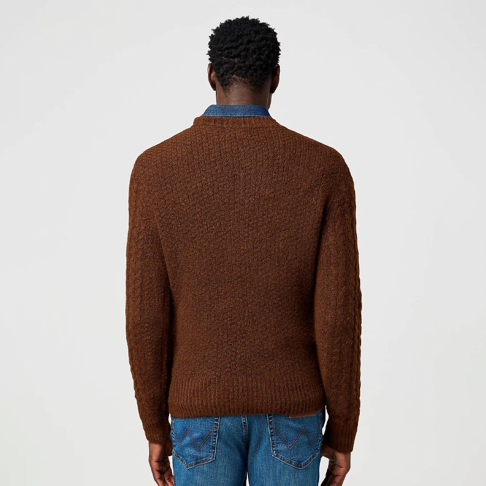Wrangler mens Regular Cable Knit Sweater Mahogany