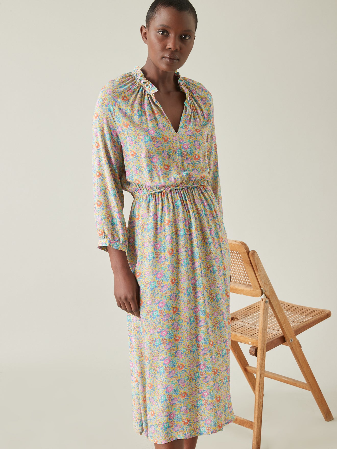 Robe col froufrou femme tissu Liberty - Limited Collection