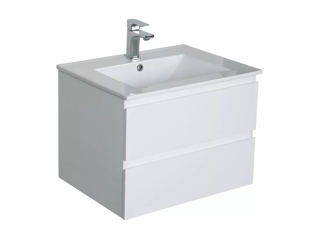 Meuble simple vasque blanc 60cm + vasque