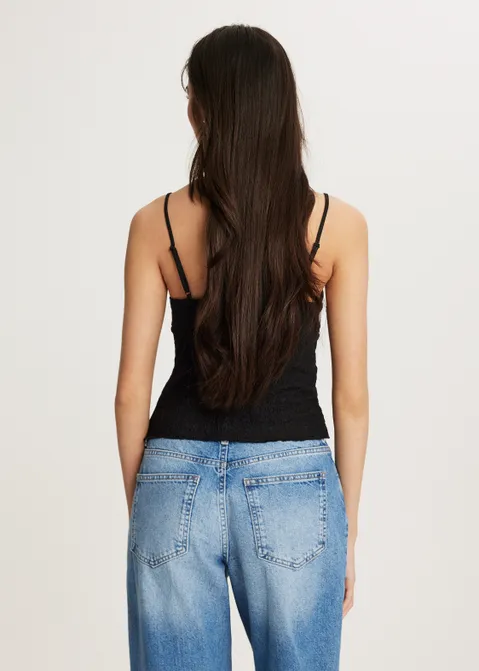Kanten singlet zwart (ZWART)