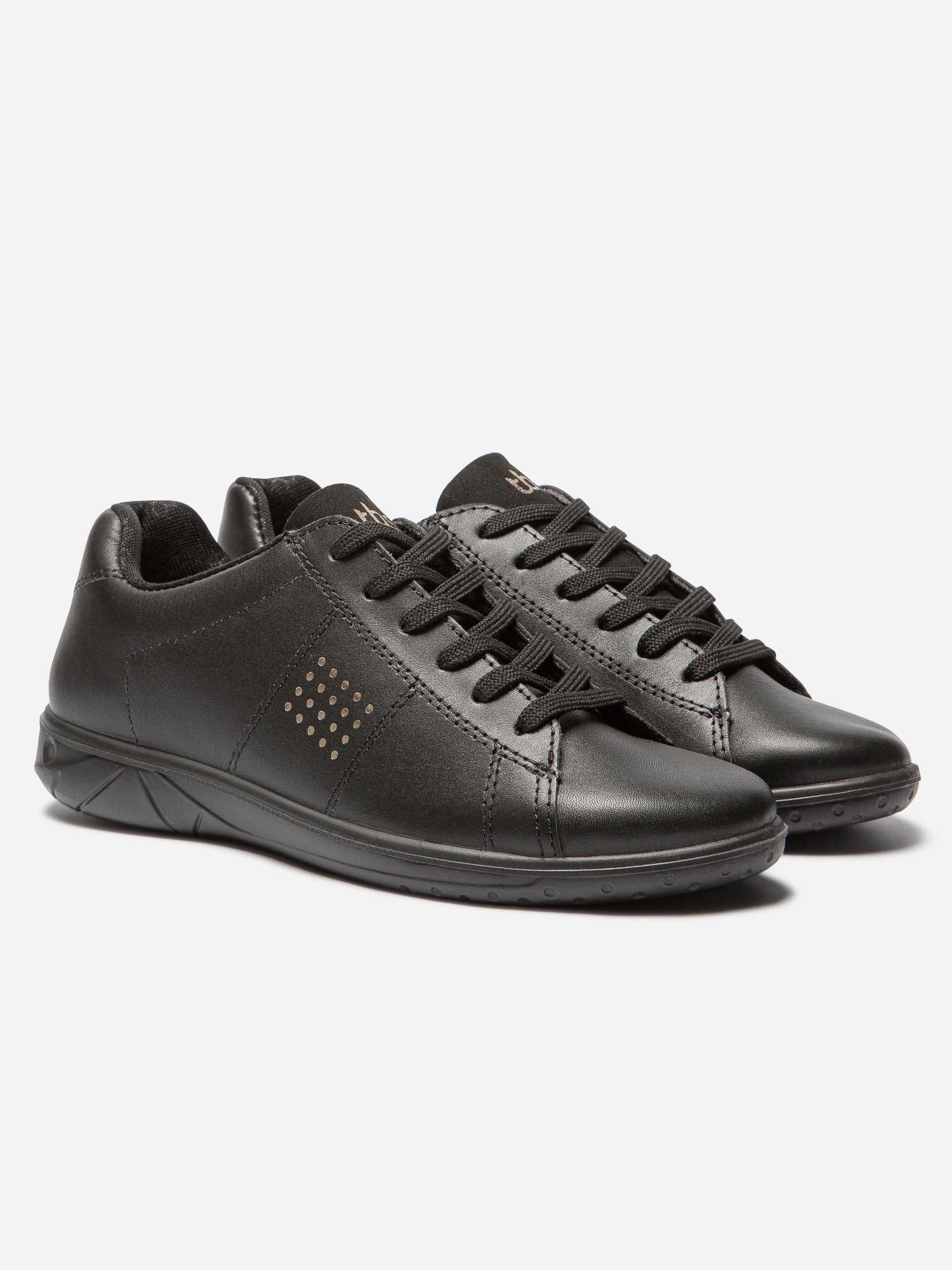 Baskets Femme Fabriquées en France Dessus Cuir Noir
