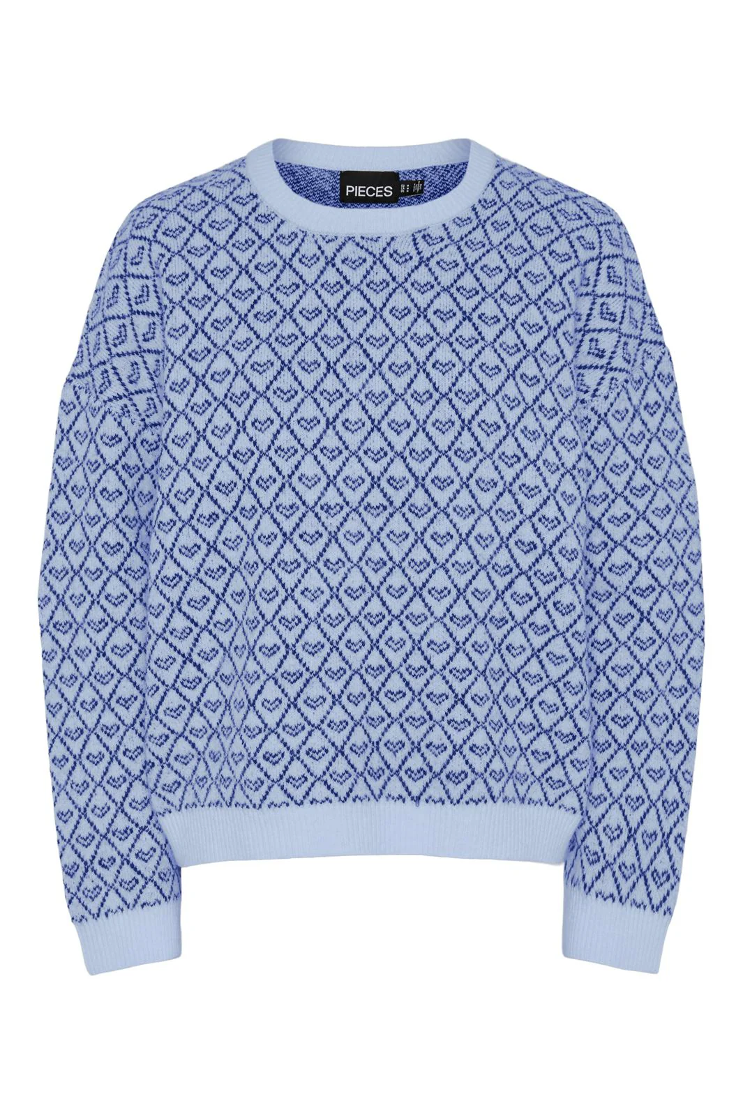 Pieces Pcnavi Ls O-Neck Knit Mm 4738800 cashmere blue surf the web hearts