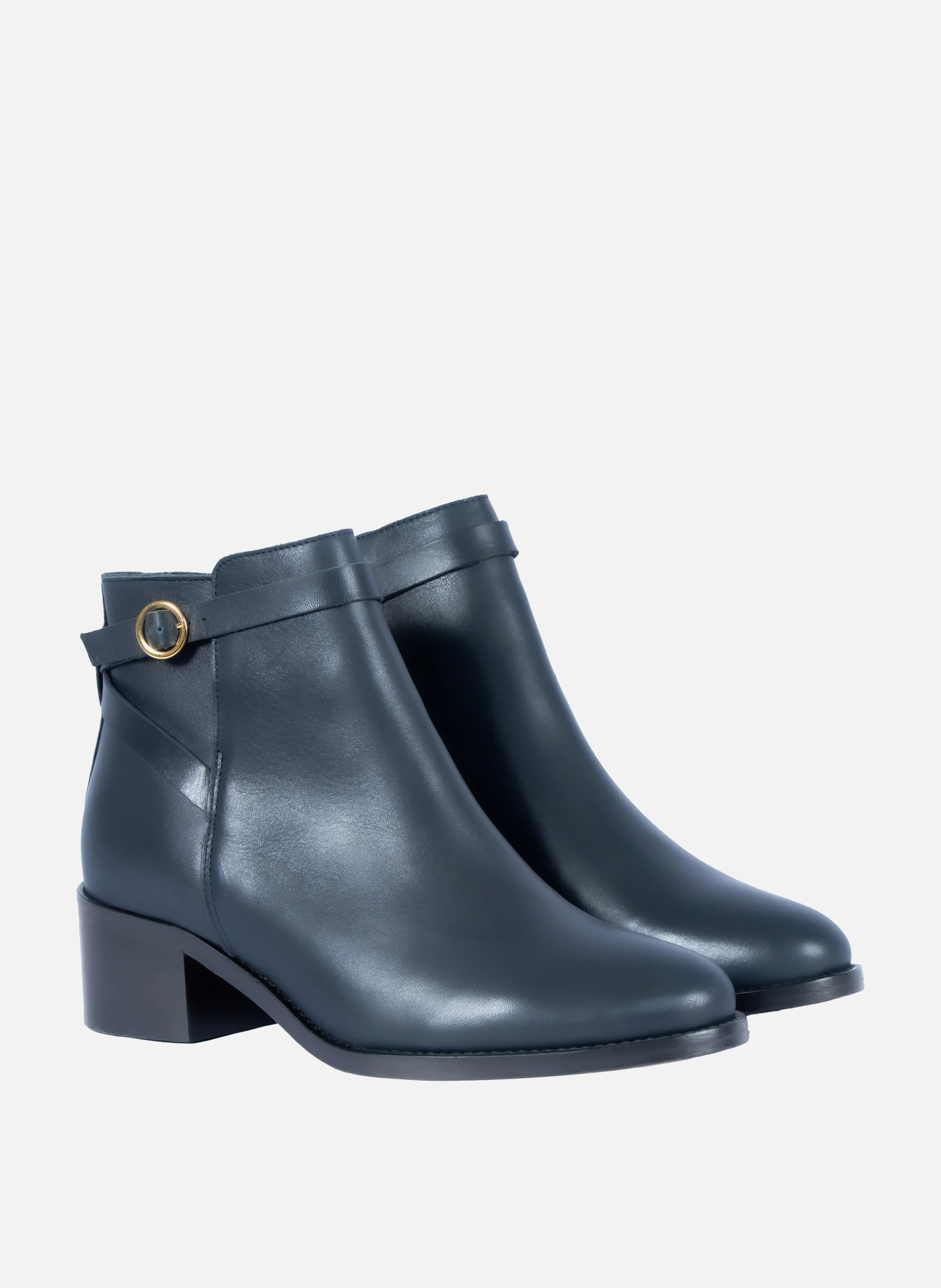 Bottines cavalières cuir lisse | Bleu