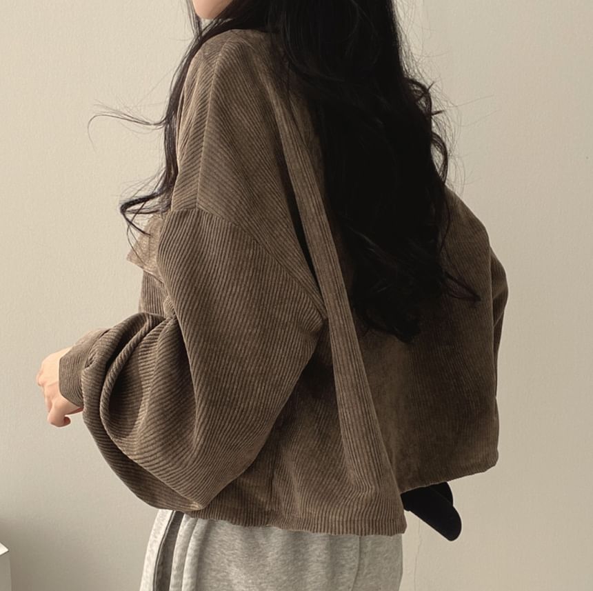 Sisyphi - Effen corduroy losvallend cropped overhemdjack