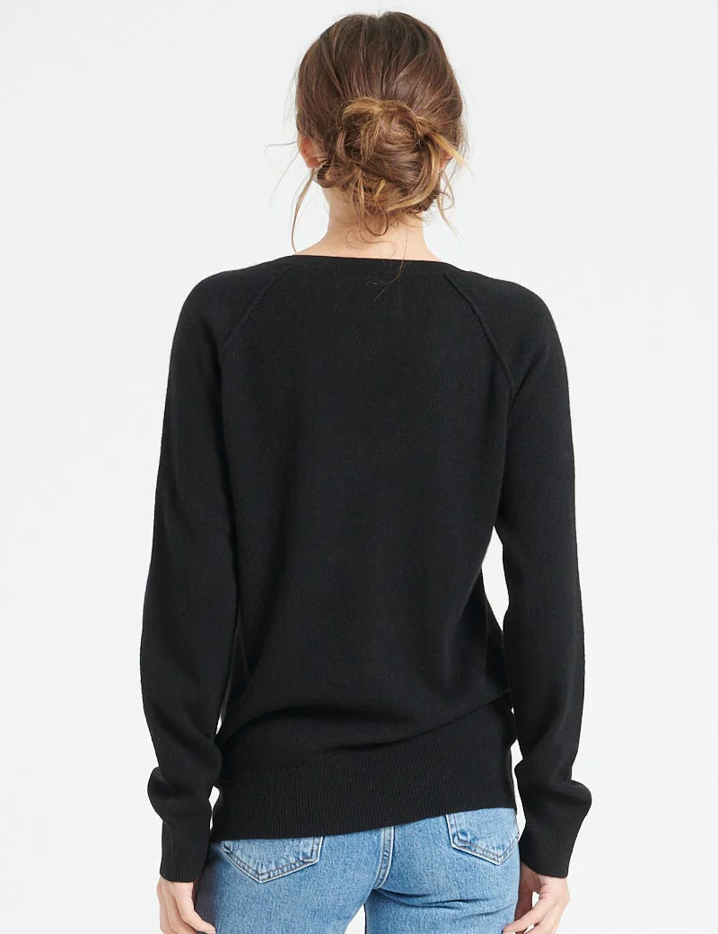 STUDIO CASHMERE PULL EN CACHEMIRE COL V LILLY 6 NOIR