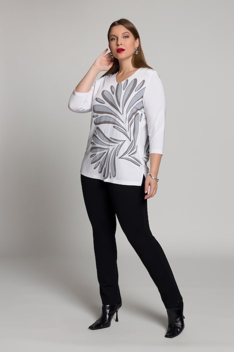 Slinkyshirt, florales Muster, V-Ausschnitt, 3/4Arm