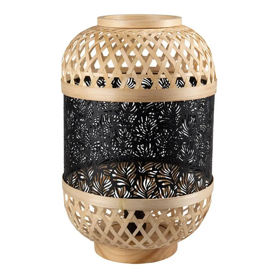 Ostaria Lantaarn lamp - zwart - bamboe - metaal - H38 cm