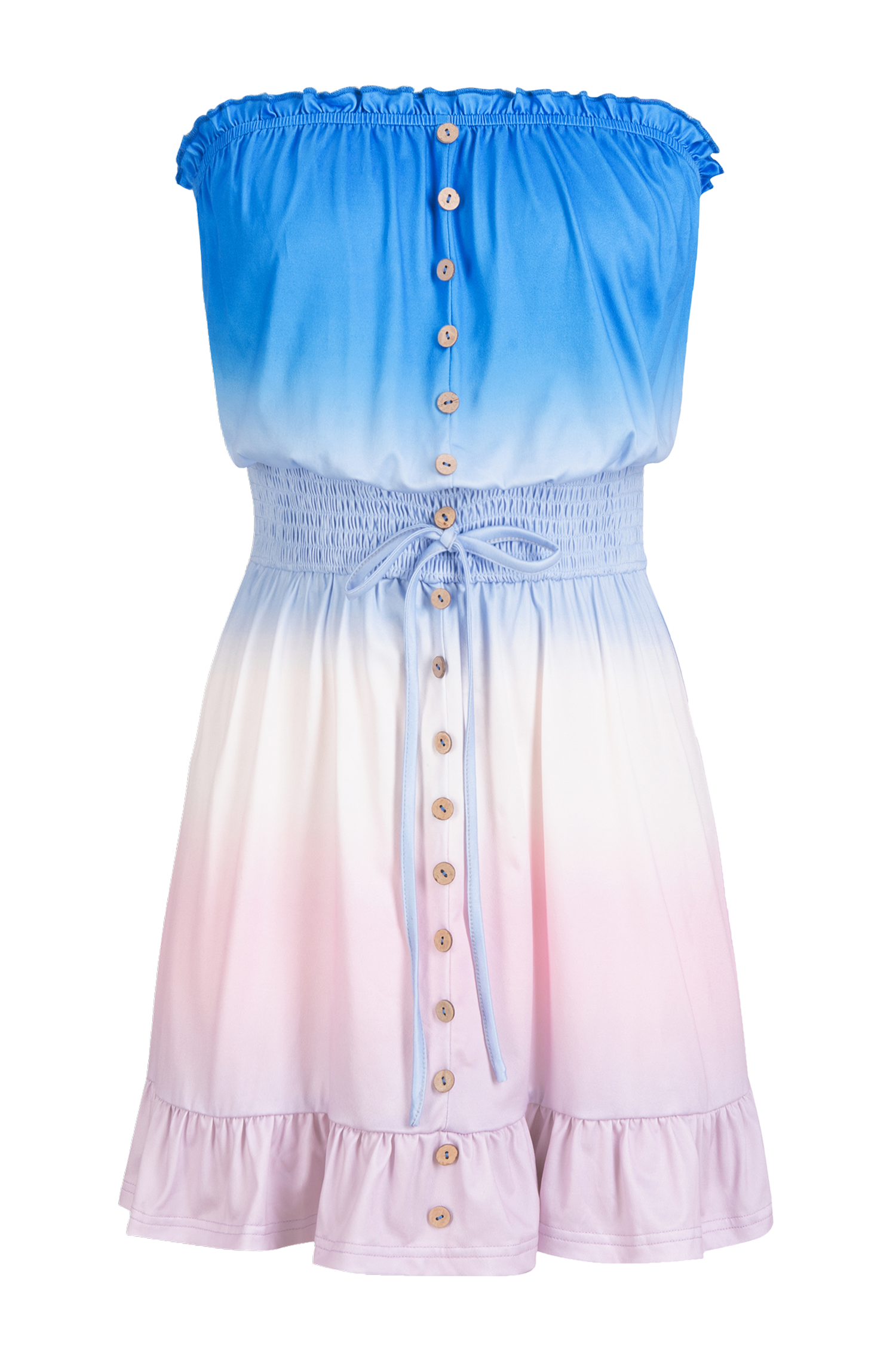 Robe mini tube avec taille à smocks à dégradé