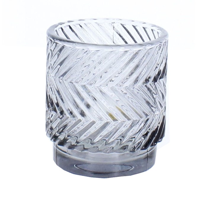 Windlicht Pfeilmuster grau - aus Glas - ca. 7 x 8 cm