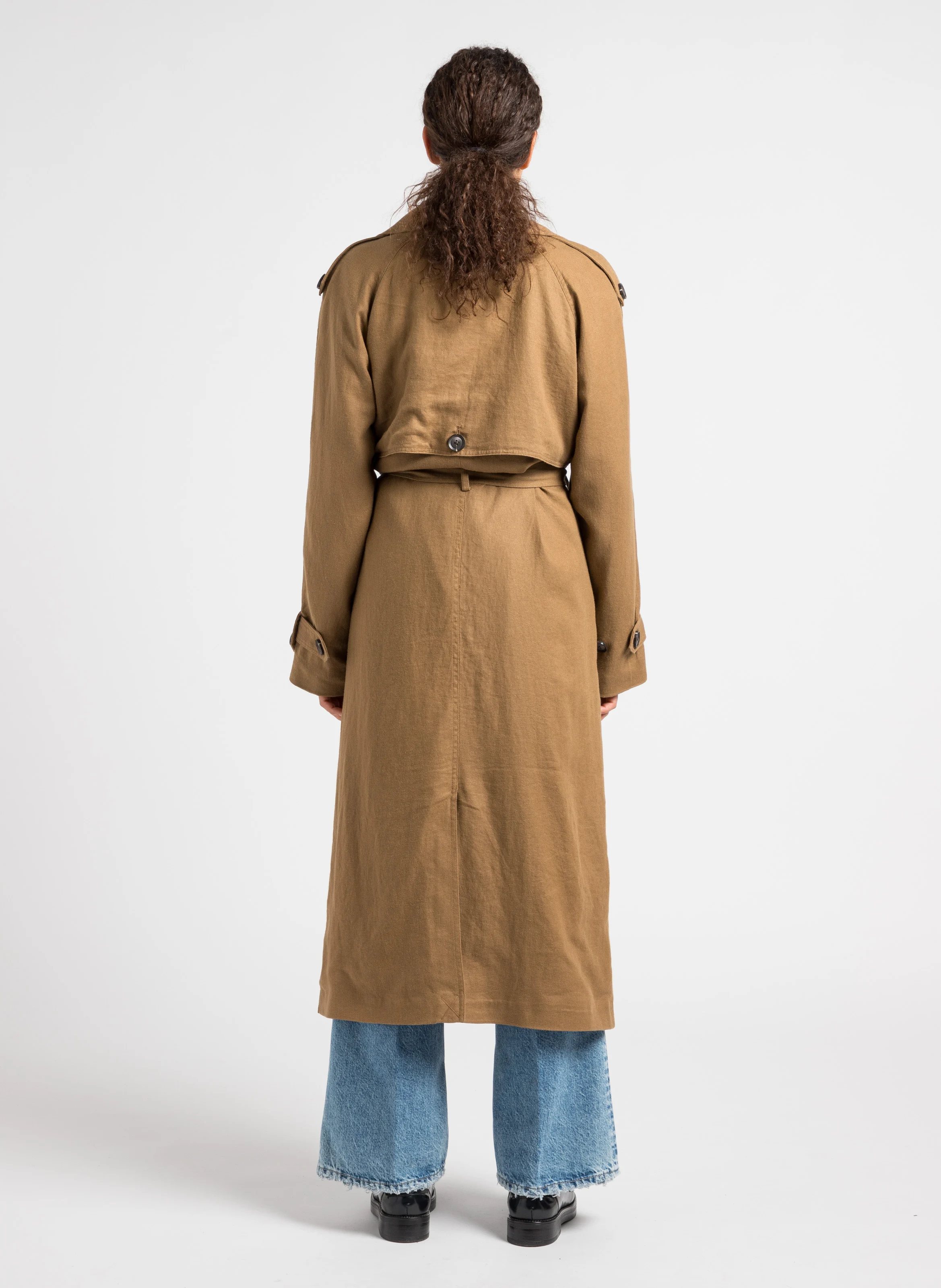 VIBE - Trench col classique en lin mélangé | Marron