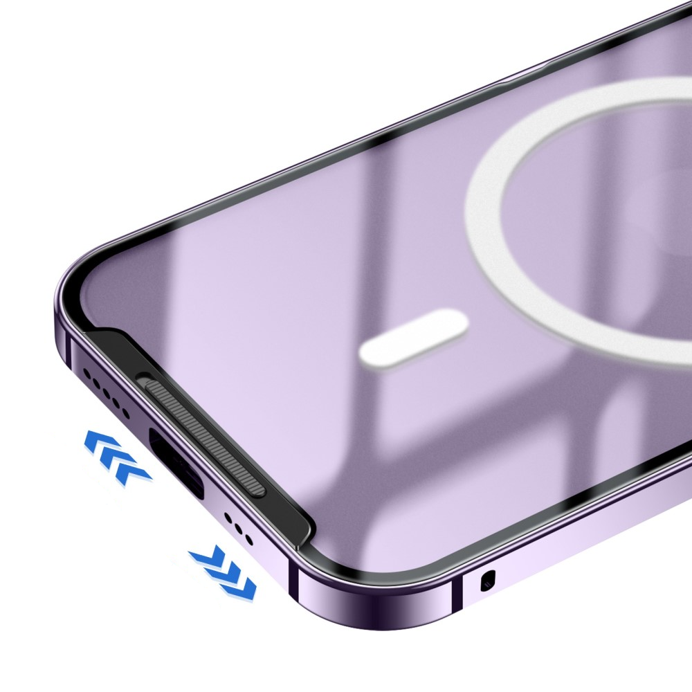 iPhone 14 Pro Max MagSafe Alu Schutzhülle mit Panzer Glas Backcover   Kameraschutz - Gold