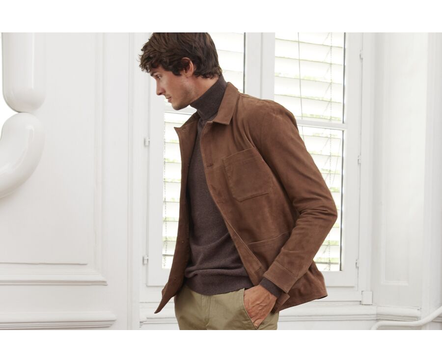 Veste en cuir daim homme Havane - FAUSTIN