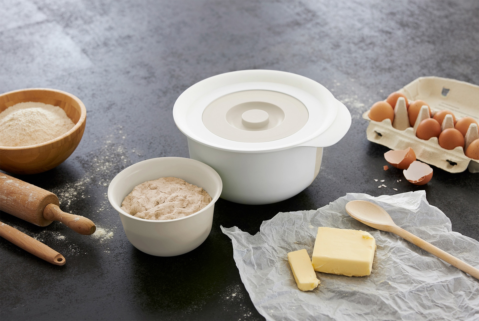 rotho Rührschüssel-Set FRESH Kunststoff Cool grau