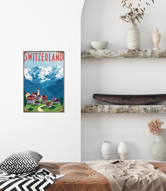 queence Metallbild »SWITZERLAND 2.0« Schweiz Blechschilder