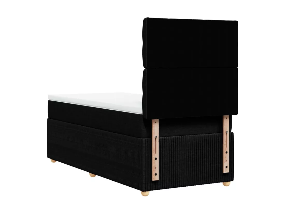 Sommier à lattes de lit avec matelas Noir 90x190 cm Tissu