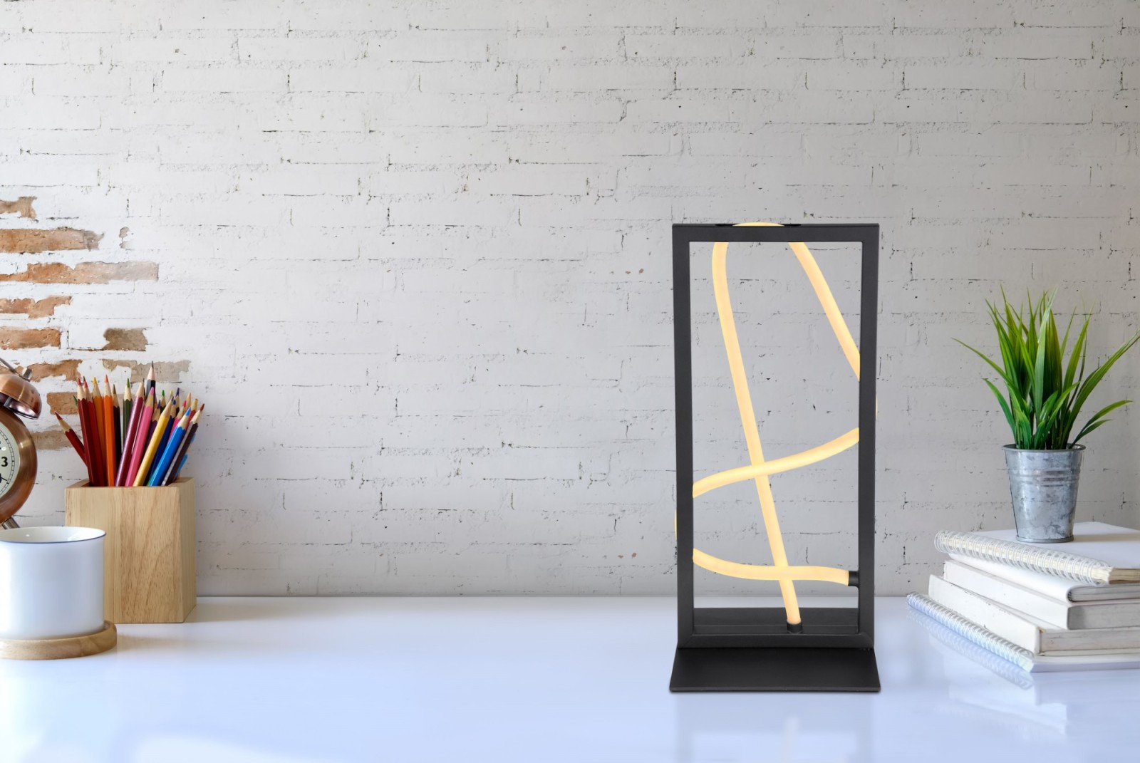 LED-Tischleuchte - schwarz-weiß - 20x45,5 cm