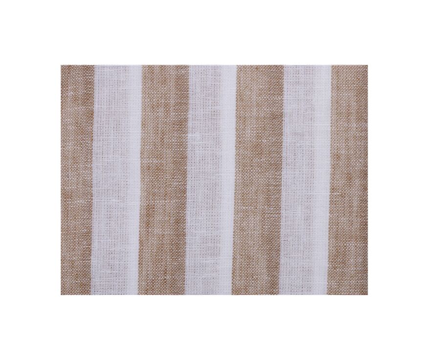 Chemise coton lin rayée Camel et Blanc - BRUNIEN