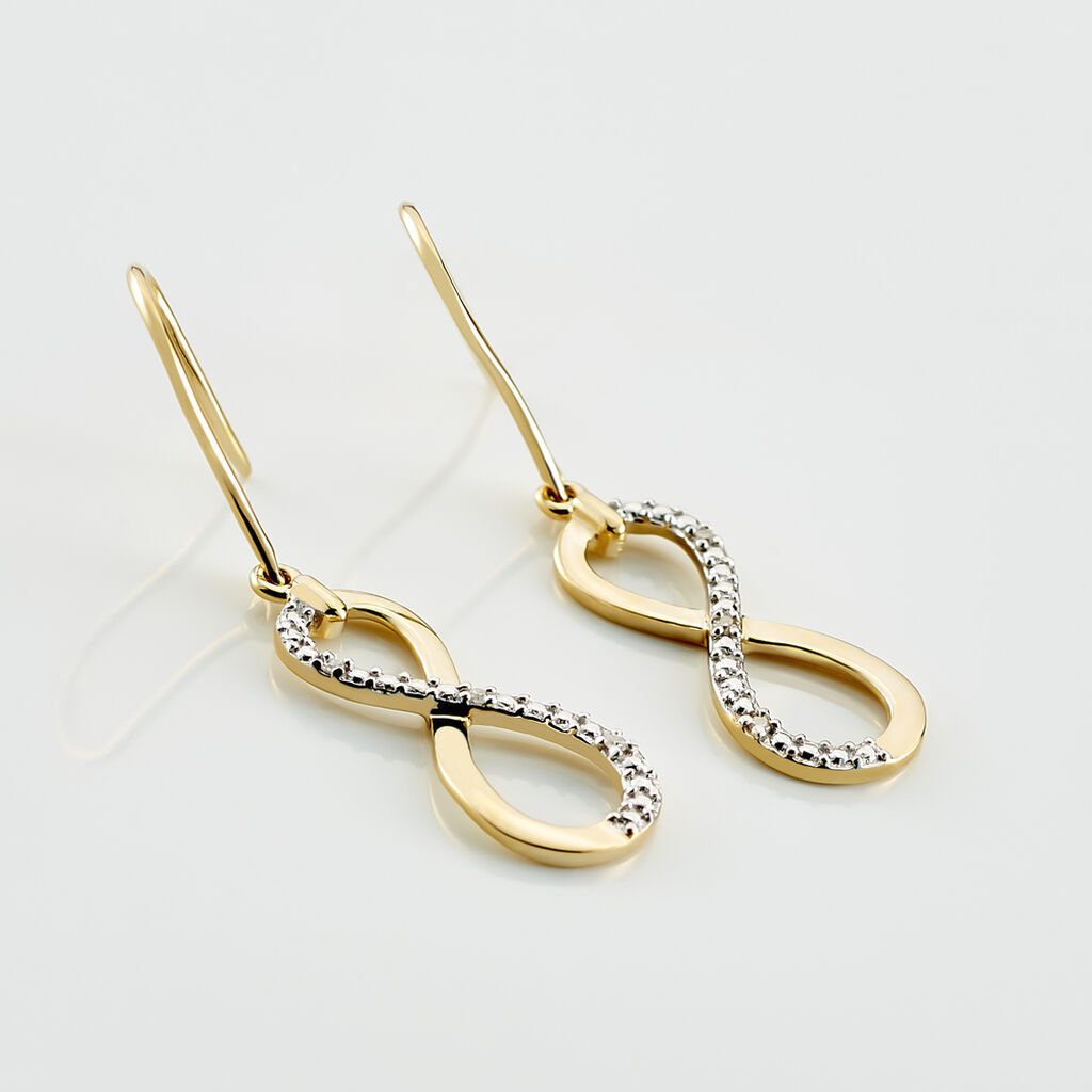 Boucles D'oreilles Pendantes Infino Or Jaune Diamant