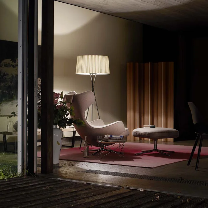 Vitra - Grand Repos Sessel, Cosy 2 hellgrau (01 kieselgrau), Aluminium poliert (Filzgleiter)