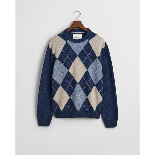 GANT Argyle Sweater, Evening Blue, XL