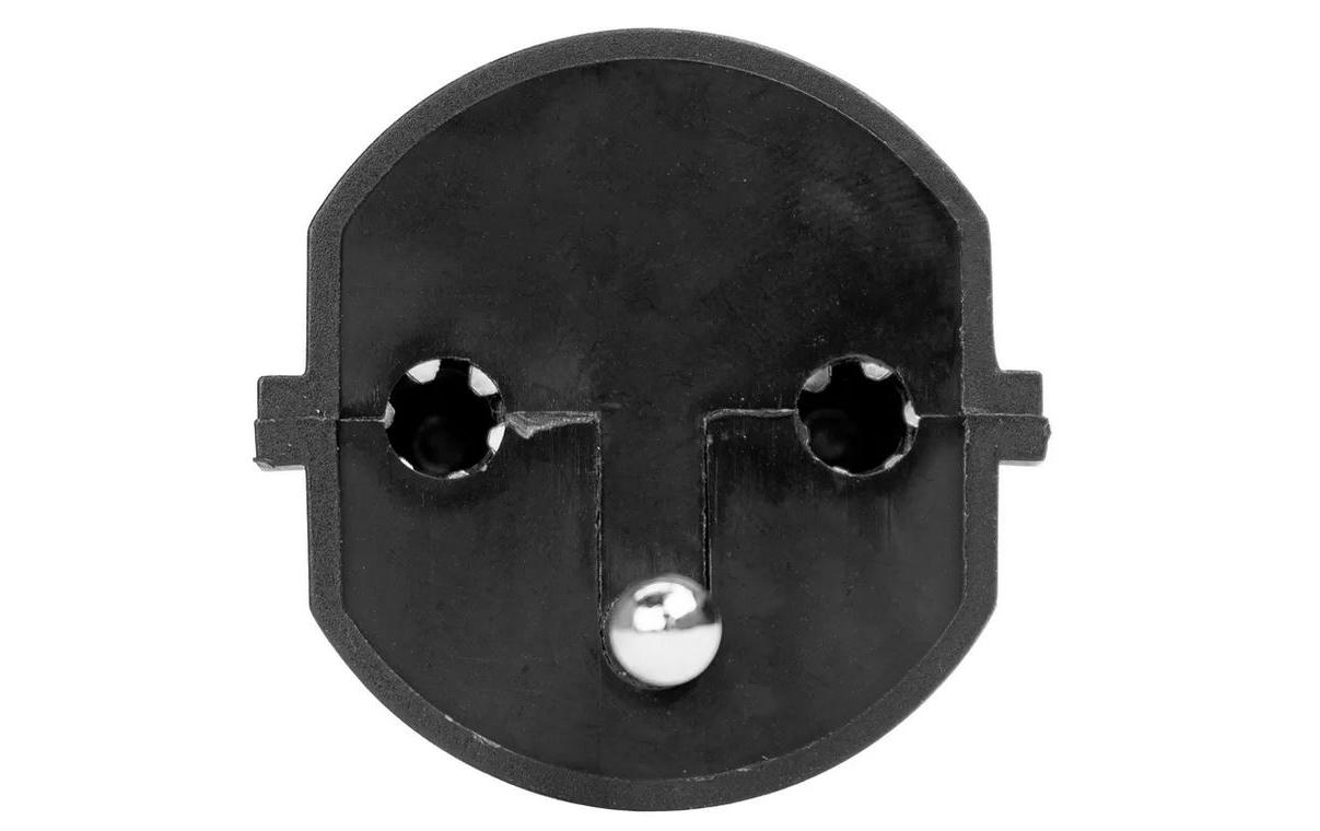 Fixadapter SchuKo Konturenstecker – T12 schwarzDeutsch (Schuko CEE7) auf Schweiz (T12) 3 Pol