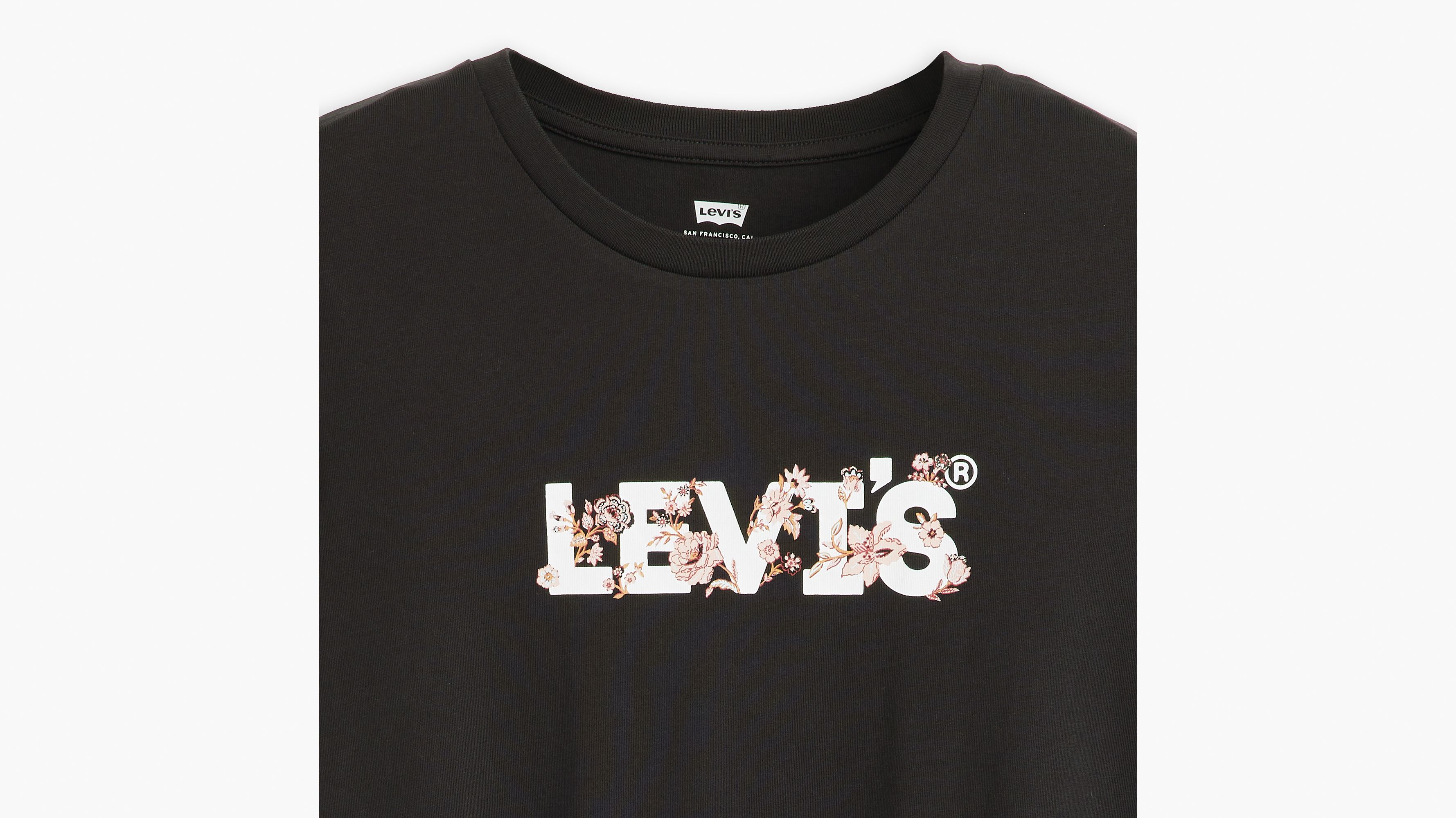 The Perfect Tee - Tapestry Floral Bw Fill Caviar - Black