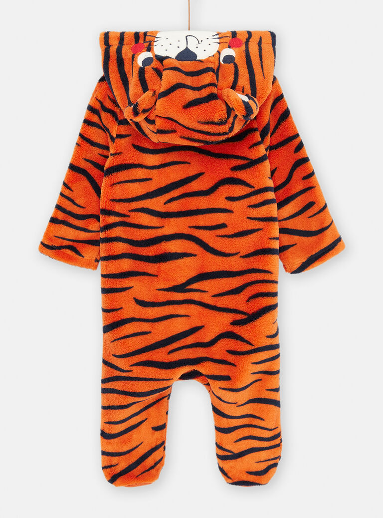 Surpyjama orange et noir à imprimé tigre