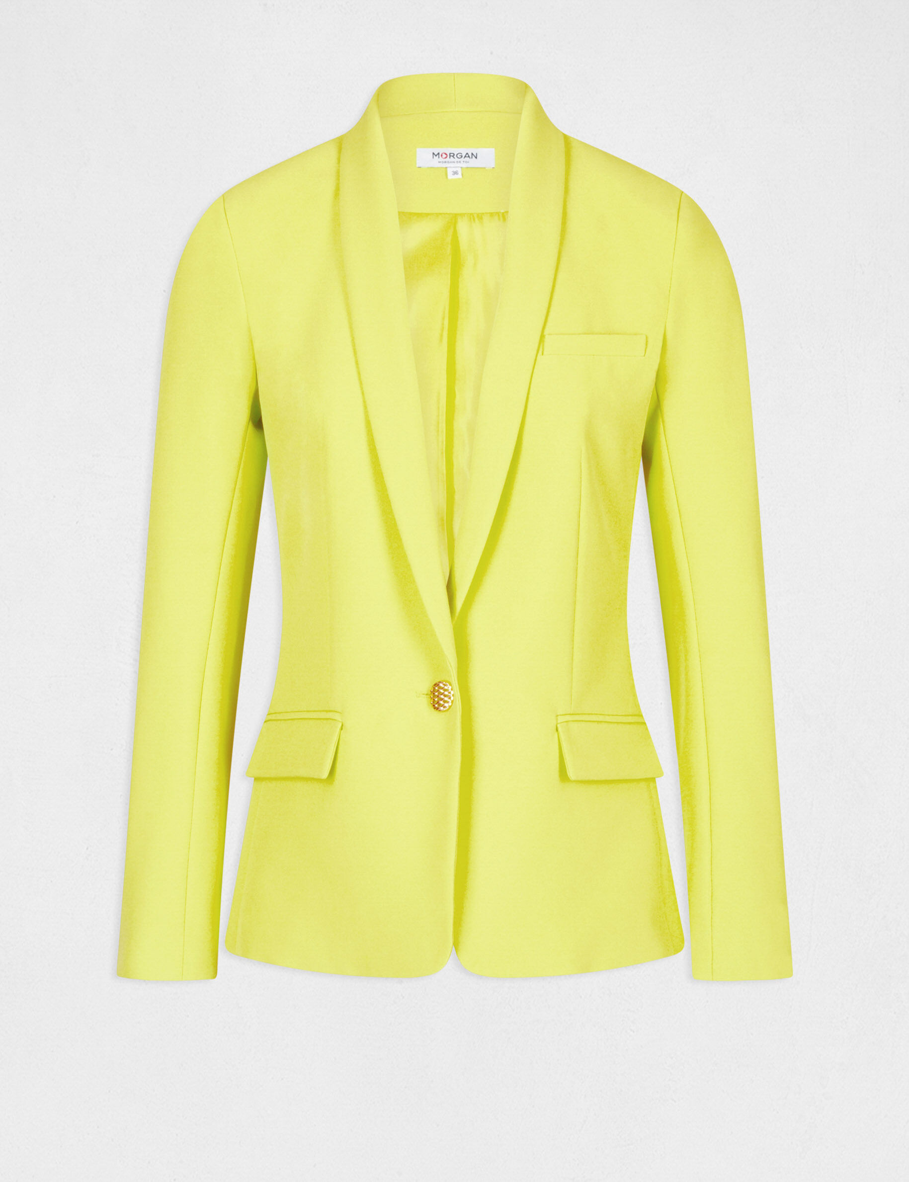 Veste cintrée boutonnée jaune femme - jaune