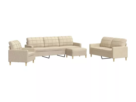Ensemble de canapés 4 pcs avec repose-pied crème tissu
