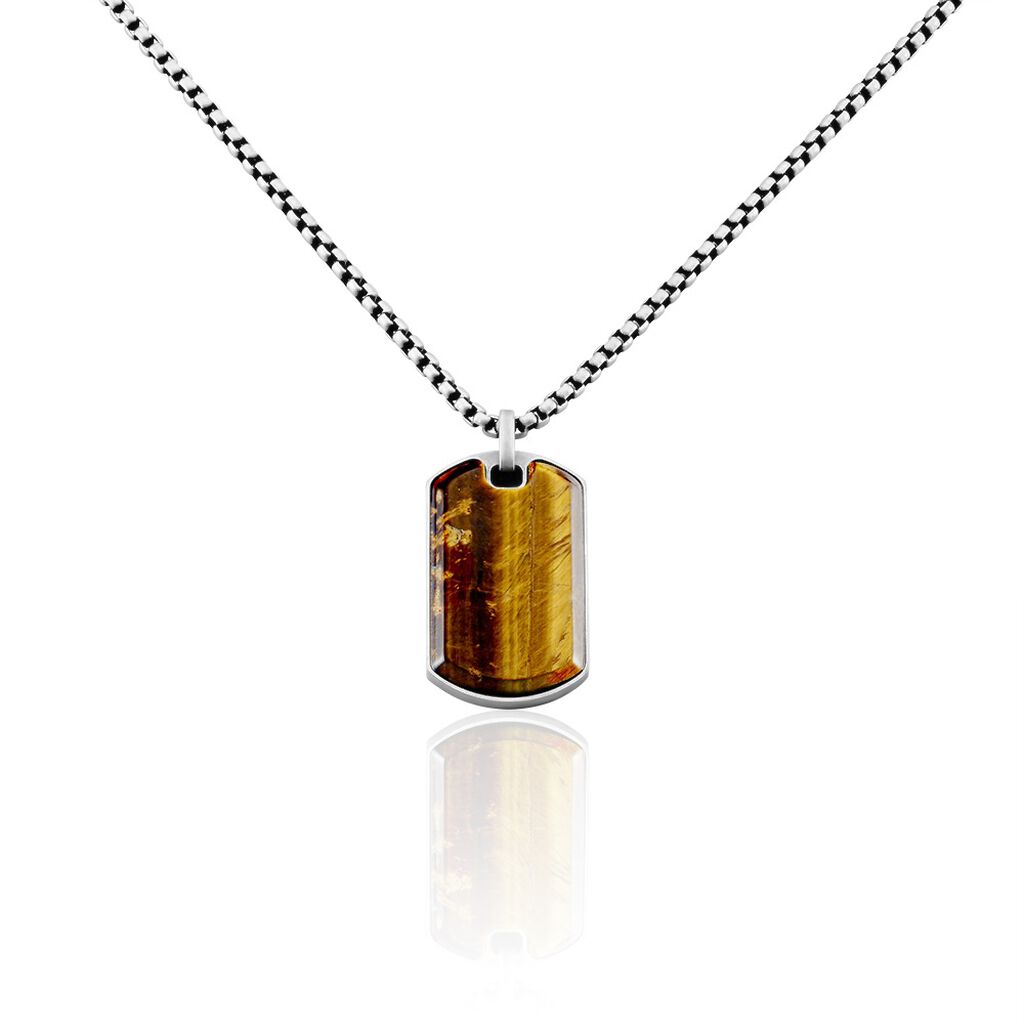 Collier Acier Vieillit Hakan œil De Tigre