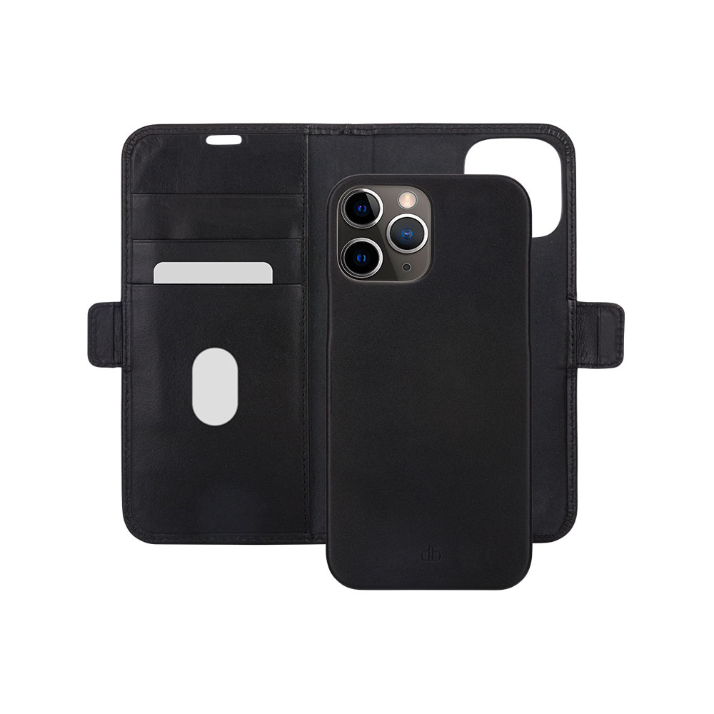 iPhone 13 Pro 2in1 Wallet Case Echtleder Tasche mit RFID Schutz Lynge (LY61GTBL1317) - Schwarz