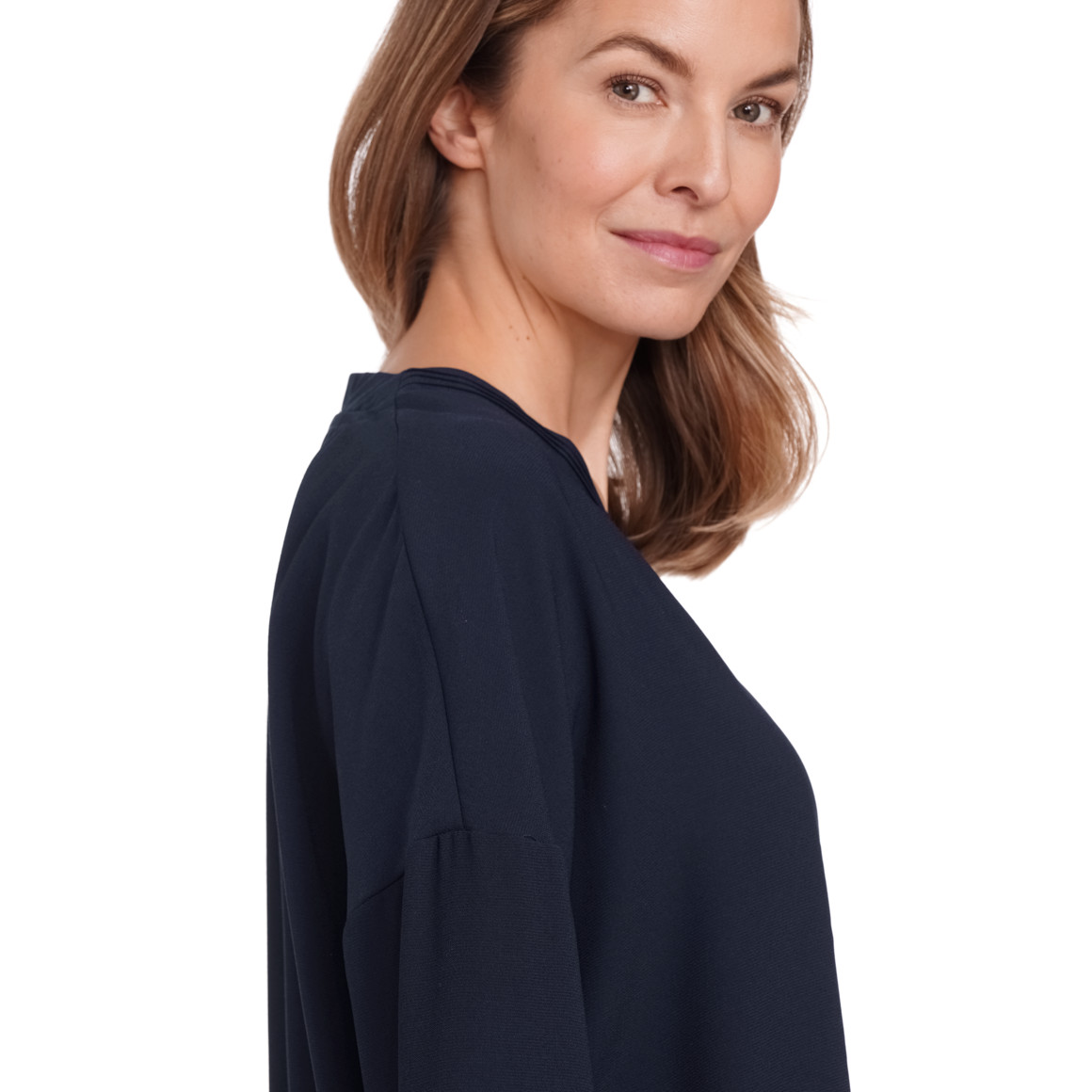 Gina Benotti Damen Bluse mit elastischem Saum dunkelblau